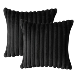 Kit 2 Capas P/ Almofada em Pelucia Wave Soft - 43x43 Cm Preto - 6