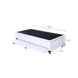 Cama Box Baú Solteiro 78 Com Auxiliar Sintético Branco (Espuma só na Auxiliar) - 2