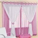 Ver imagem 1 de Cortina 2,00m X 1,70m Alt. Kids Decoração Quarto Criança em Voal para Varão - Rosa