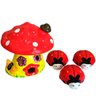 Trio de Joaninhas e Casa Cogumelo em Cerâmica Decorativa - Red - 1
