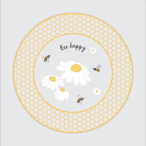 Prato de Bolo Infantil Redondo Abelha Sobremesa 29cm