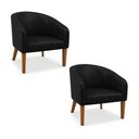 Ver imagem 2 de Poltrona Sala Decorativa Kit 2 Stella Pé Madeira Trapézio Castanho Sintético Pu Preto D03 - D’Rossi