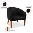 Ver imagem 3 de Poltrona Sala Decorativa Kit 2 Stella Pé Madeira Trapézio Castanho Sintético Pu Preto D03 - D’Rossi
