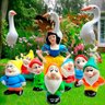 Kit Branca de Neve e o 7 Anões Com Trio de Garças em Cerâmica – Enfeite de Jardim - 3
