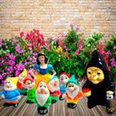 Ver imagem 2 de Kit Branca de Neve e os 7 Anões Com Bruxa Rainha Má em Cerâmica - Enfeite de Jardim