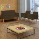 Ver imagem 1 de Kit Namoradeira Decorativa Para Sala Nina + 4 Poltronas Para Recepção Manicure Suede