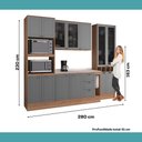 Ver mais imagens de Cozinha Completa Milla Touch Pro 13 Portas 3 Gavetas MDF-MDP 280cm Nogal com Cinza Titânio