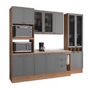 Ver imagem 7 de Cozinha Completa Milla Touch Pro 13 Portas 3 Gavetas MDF-MDP 280cm Nogal com Cinza Titânio