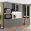 Ver imagem 1 de Cozinha Completa Milla Touch Pro 13 Portas 3 Gavetas MDF-MDP 280cm Nogal com Cinza Titânio