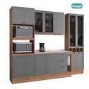 Ver imagem 3 de Cozinha Completa Milla Touch Pro 13 Portas 3 Gavetas MDF-MDP 280cm Nogal com Cinza Titânio