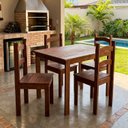 Ver imagem 1 de Mesa de Jantar 4 Lugares com 4 Cadeiras em Madeira Maciça Rústic Marrom