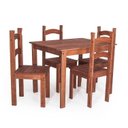 Ver imagem 2 de Mesa de Jantar 4 Lugares com 4 Cadeiras em Madeira Maciça Rústic Marrom