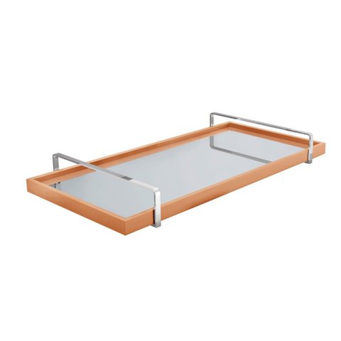 Bandeja Decorativa Espelhada Lf017 Terracota/cromado