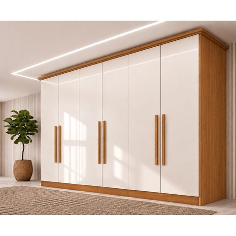 Guarda-Roupa 6 Portas 6 Gavetas Leblon Off White/Cinamomo