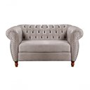 Ver imagem 4 de Sofá Nobreza 2 Lugares Fixo 153cm Caramelo Veludo Bella Decor