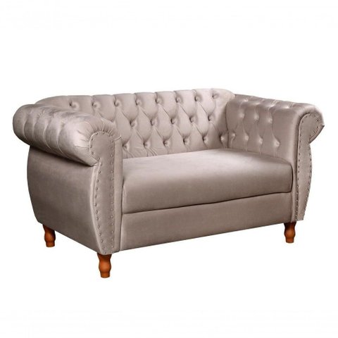 Sofá Nobreza 2 Lugares Fixo 153cm Caramelo Veludo Bella Decor