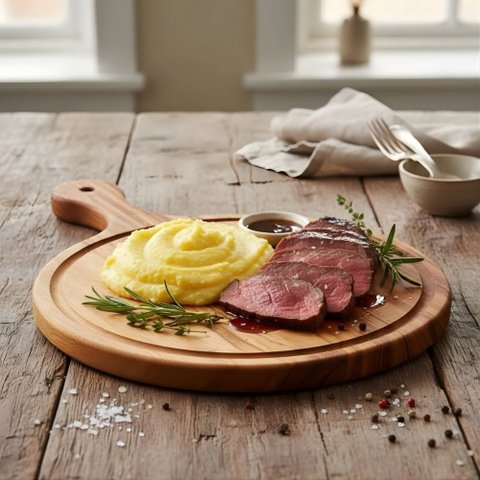 Tábua para Polenta Pizza Carne - Multiuso - 40cm - Madeira Nobre