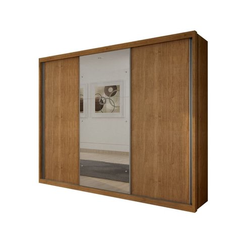 Guarda Roupa Casal com Espelho 3 Portas 6 Gavetas - Paradizzo Gold-Cumaru - Móveis Novo Horizonte