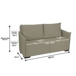 Sofá 2 Lugares Slim Pequeno 1,60 Mts Isa Casa Mobel:Cappuccino - 5