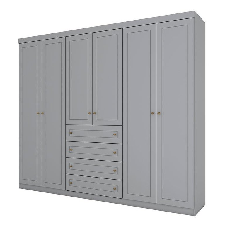 Guarda Roupa Casal Americano 6 Portas Cinza – Henn