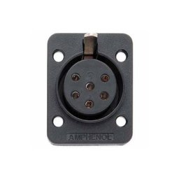 Conector 6 polos, fêmea retangular preto AP-6-21 Amphenol - 1