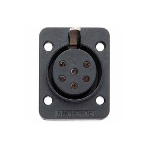 Conector 6 polos, fêmea retangular preto AP-6-21 Amphenol