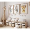 Kit 3 Quadros Animais Safari Flores Quarto Menina Infantil - 3