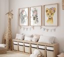 Ver imagem 3 de Kit 3 Quadros Animais Safari Flores Quarto Menina Infantil