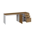 Ver imagem 7 de Mesa para Escritório com Balcão Lateral Porta e com Chave 3 Gavetas 160cm Executive Nogal e Branco m