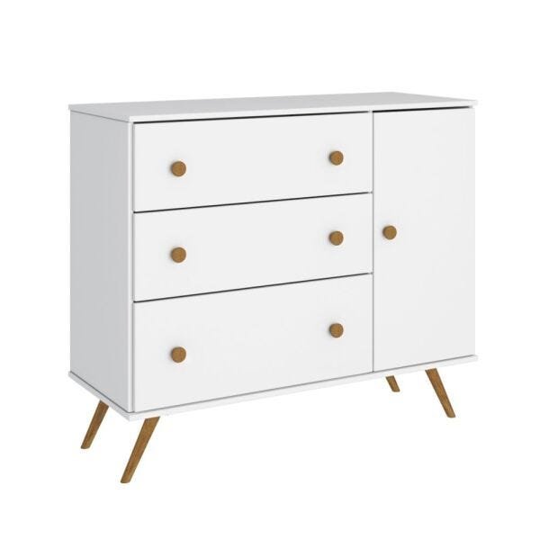Cômoda Twister 3 Portas com Sapateira Tililin Móveis Neve/Imbuia Rustic CestaPlus - 2