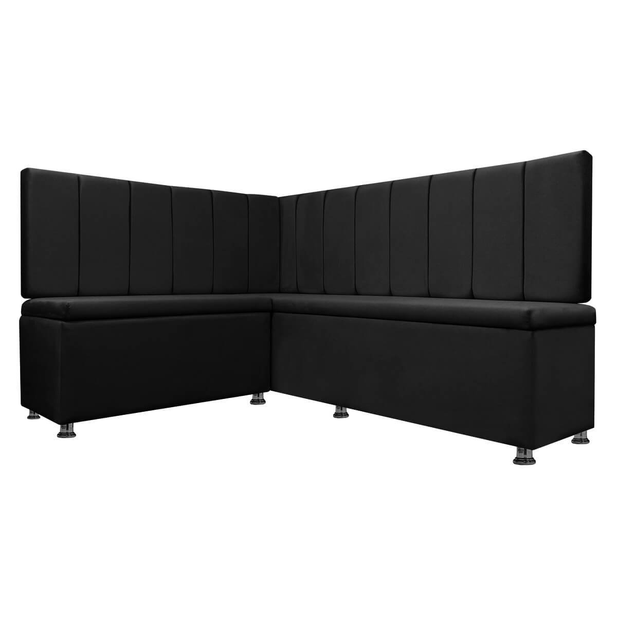 Conjunto Canto Alemão com Bau para Bar Lanchonete Liso Preto 125x160cm Sofa Store - 2