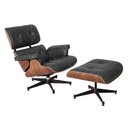 Ver imagem 2 de Poltrona Charles Eames com Puff Couro Envelhecido Linha Premium Design Atemporal Sala Luxo - Preto