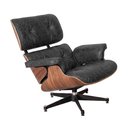 Ver imagem 5 de Poltrona Charles Eames com Puff Couro Envelhecido Linha Premium Design Atemporal Sala Luxo - Preto