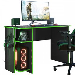 Mesa Gamer 2 Prateleiras Preto Fosco/verde 3875 - Qmovi - 3