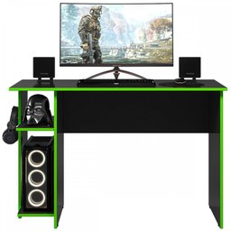 Mesa Gamer 2 Prateleiras Preto Fosco/verde 3875 - Qmovi - 2