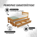 Ver imagem 7 de Bicama 3 Gavetas Esmeralda Cor Mel + 2 Colchões Ortobom D28