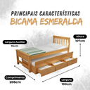 Ver imagem 5 de Bicama 3 Gavetas Esmeralda Cor Mel + 2 Colchões Ortobom D28