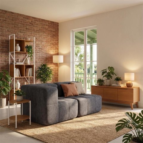 Sofá Modular Sync 2 Lugares com Canto 172cm Titânio Kappesberg