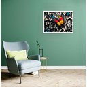 Ver imagem 1 de Quadro Decorativo Borboleta Fundo Borboletas - 50x70cm:moldura Preta