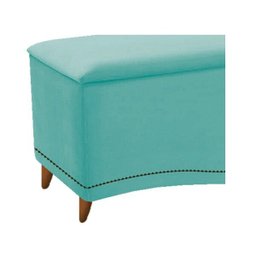 Recamier Divã Yasmim Baú 160 cm Estofado 2 Lugares Queen Size p/ Sala Quarto Suede Azul Turquesa - 3