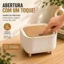 Ver imagem 4 de Lixeira de Mesa Retro Mini Organizador Multiuso Empilhavel Cesto Lixo Tampa Click Estilo Bambu Multi