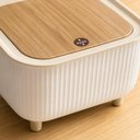 Ver imagem 5 de Lixeira de Mesa Retro Mini Organizador Multiuso Empilhavel Cesto Lixo Tampa Click Estilo Bambu Multi