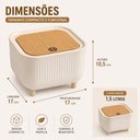 Ver imagem 7 de Lixeira de Mesa Retro Mini Organizador Multiuso Empilhavel Cesto Lixo Tampa Click Estilo Bambu Multi