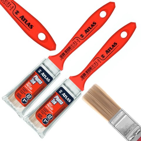 Pincel Trincha Média 25mm para Pintura Multiuso Profissional | Atlas | Kit 02 Un