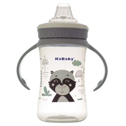 Copo de Bebê Mamadeira Com Bico de Silicone e Alças 250ml +6 Meses Kababy Cinza - 2