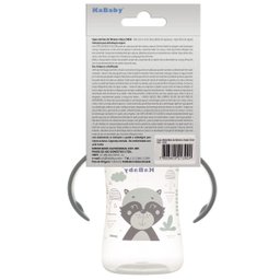 Copo de Bebê Mamadeira Com Bico de Silicone e Alças 250ml +6 Meses Kababy Cinza - 4