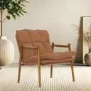 Ver imagem 2 de Poltrona Hermes Base Madeira Castanho Bouclé Terracota - Nexta Casa Casa