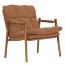 Ver imagem 1 de Poltrona Hermes Base Madeira Castanho Bouclé Terracota - Nexta Casa Casa