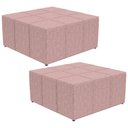 Ver imagem 1 de Kit 02 Puffs Decorativos para Sala de Estar Quadrado Milano 90x90cm W01 Linho Rosa - Lyam Decor