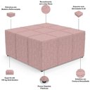 Ver imagem 4 de Kit 02 Puffs Decorativos para Sala de Estar Quadrado Milano 90x90cm W01 Linho Rosa - Lyam Decor